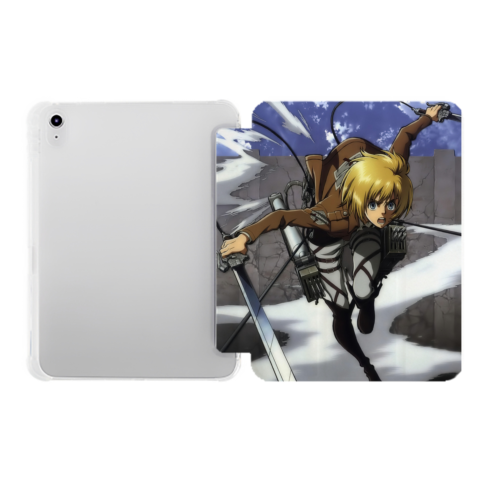 （画像用） 進撃の巨人 Attack on Titan IPad ケース ペン収納付き 三つ折りスタンド PUレザー×シリコン 対応機種9.5/10.5/10.9インチ